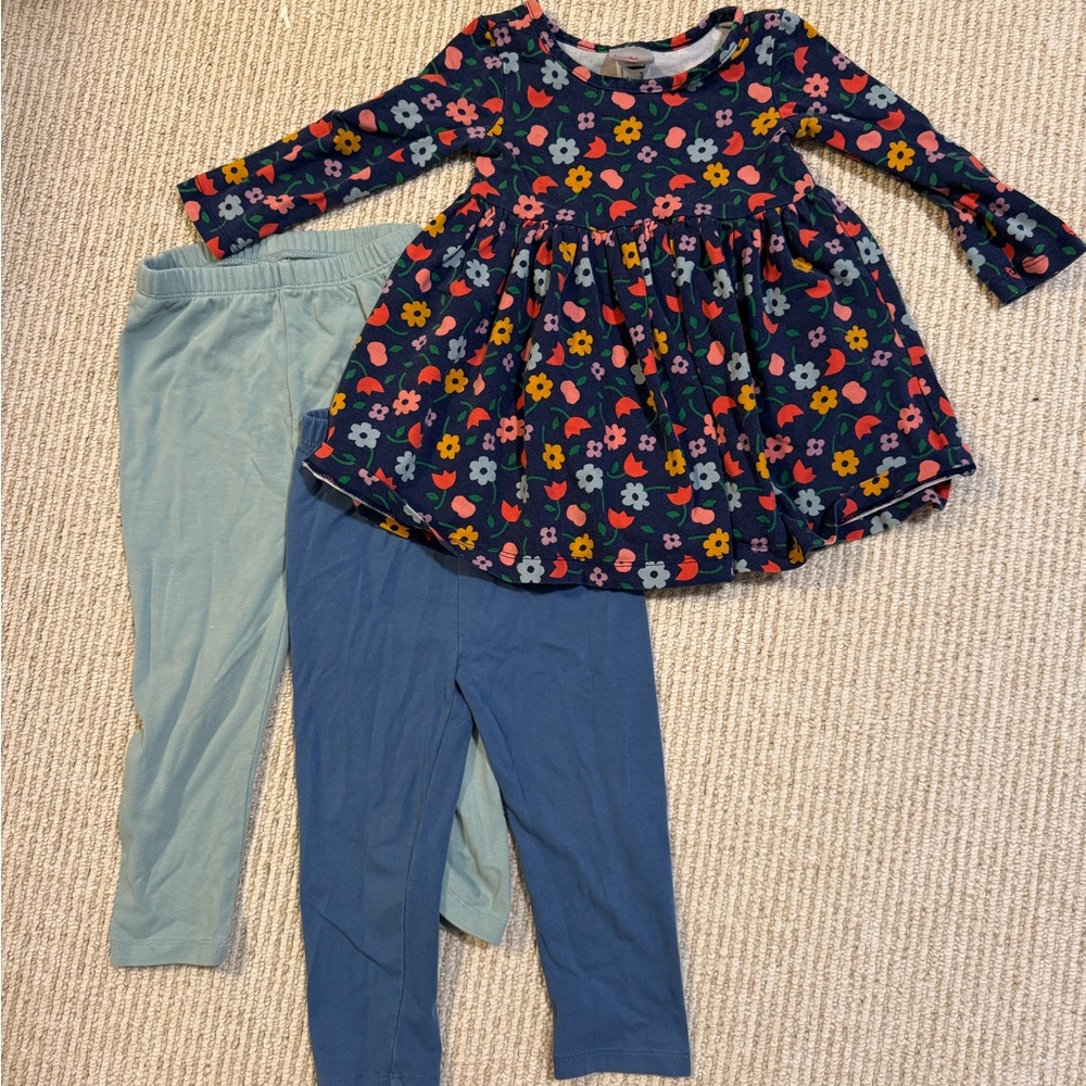 2T Hanna Andersson Floral Dress with leggings